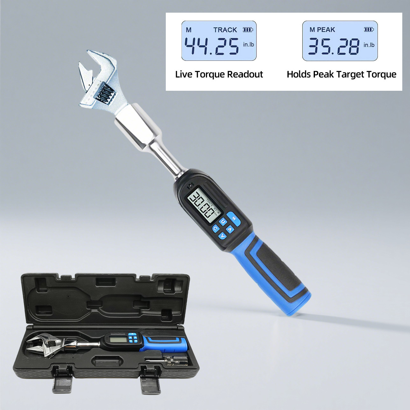 Torque Wrench Digital - Regulowana cyfrowa głowica klucza dynamometrycznego, 6.8-135N.m