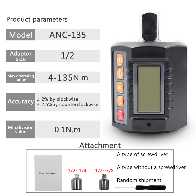Torque Wrench Digital - ANC 3-sztuka klucz dynamometryczny Tester z